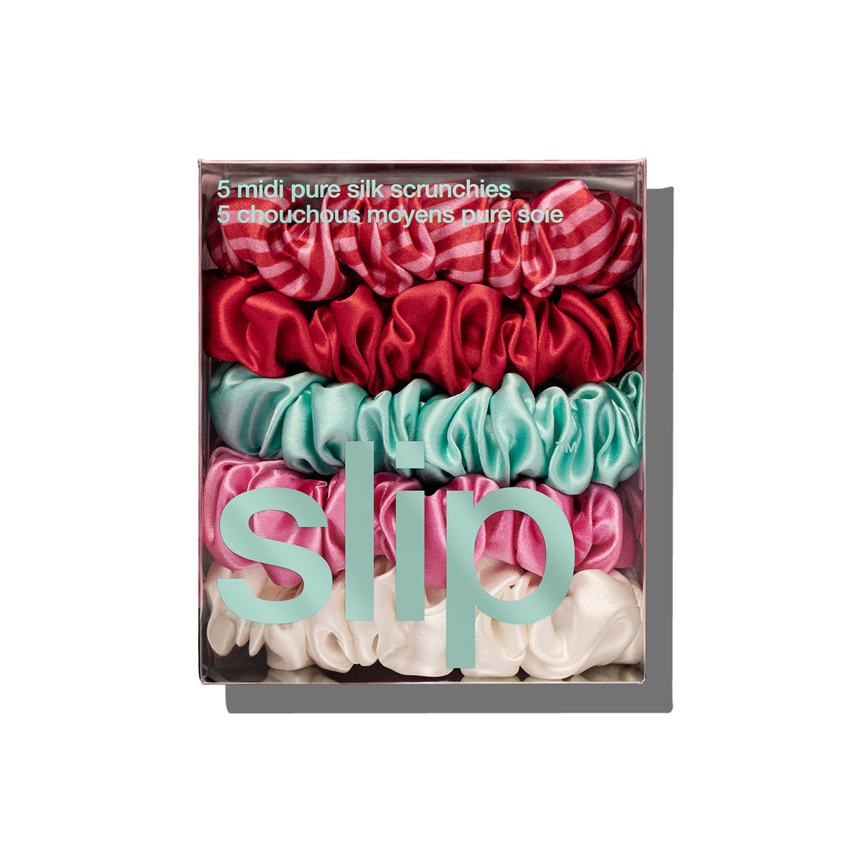 Lot De 5 Scrunchies En Soie Pure Thème Nautique | Neufs En Boîte | Marque Slip