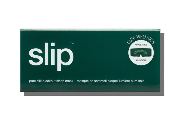 Box of slip pure silk blockout sleep mask on a white background
