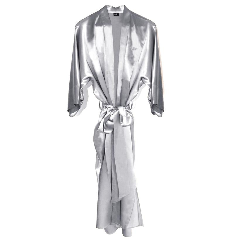 Long silver satin robe | Pyjamas and Loungewear | WomenSecret